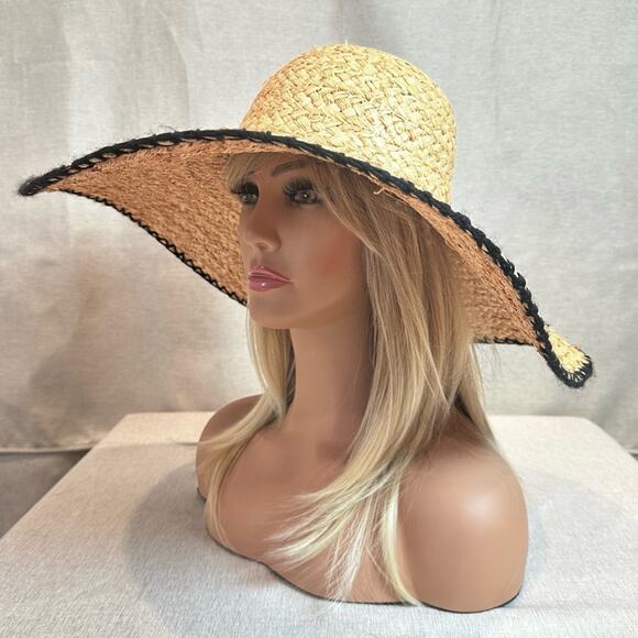 L*SPACE Dean Hat Straw Beach Summer Sun Hat Inner Elasticized Rim